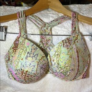 Victoria's Secret Size 34DD Pink and Green Braided Racerback Bra